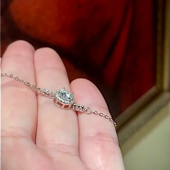 Moissanite Bracelet 1 CT Center Stone 925 Sterling Silver Platinum Plated Chain - Picture 13 of 14